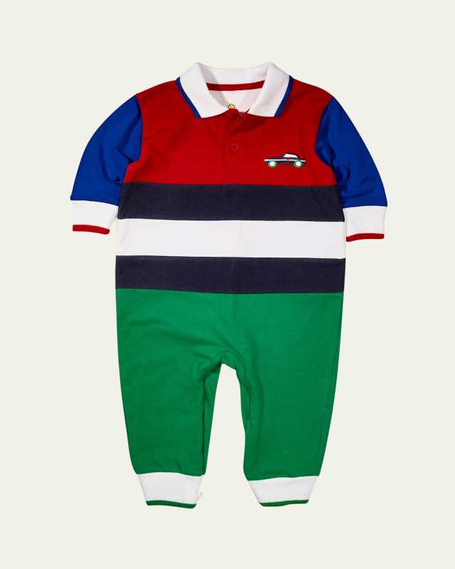 Boy's Race Car Jersey Knit Longall Romper, Size 3M-